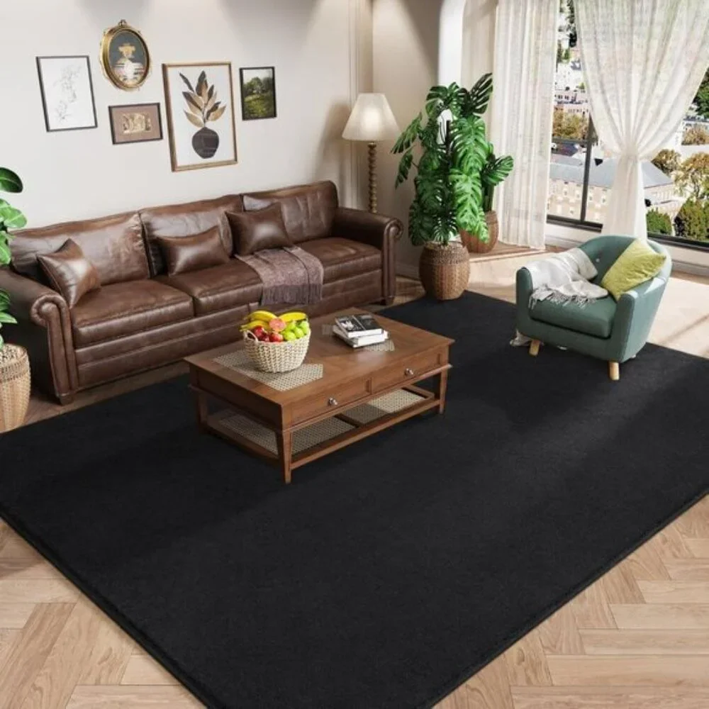 New 4x6 Black Modern Area Rug, Fluffy Memory Foam Carpet for Home & Bedroom